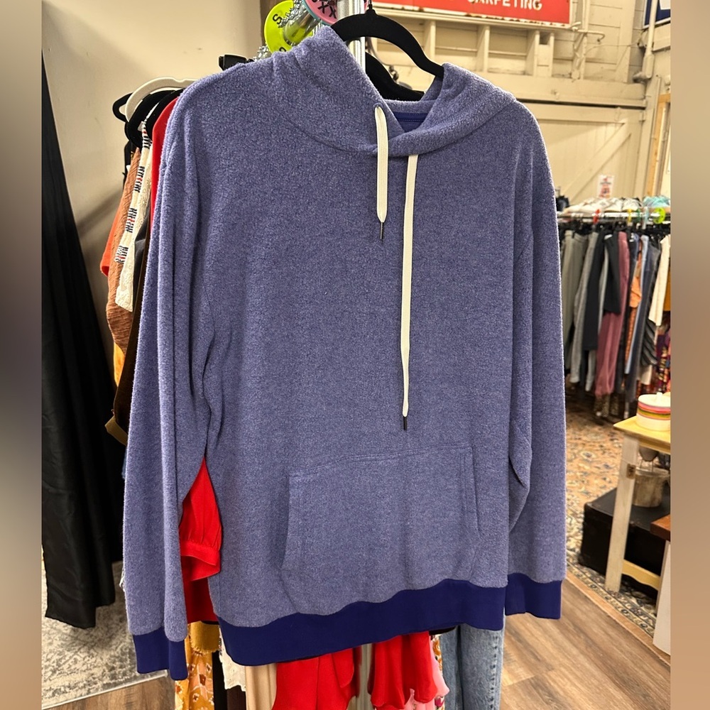 Feat clothing fuzzy blue hoodie women size large